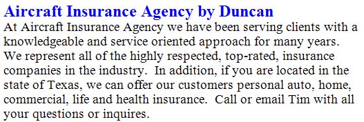Aircraft Insurance Agency by Duncan
